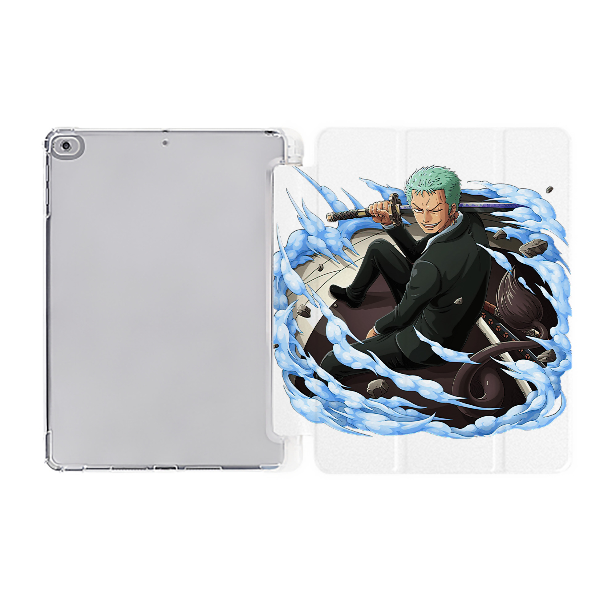 （画像用） ワンピース ロロノア・ゾロ ONE PIECE Roronoa Zoro IPad ケース ペン収納付き 三つ折りスタンド PUレザー×シリコン 対応機種9.5/10.5/10.9インチ